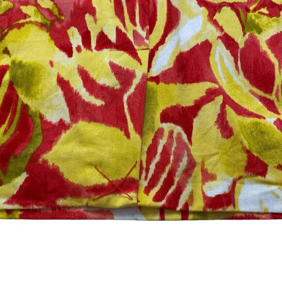 RALPH LAUREN LRL Yellow Red Tropical Floral Print Cotton Stretch Dress Size 12 - Picture 6 of 11